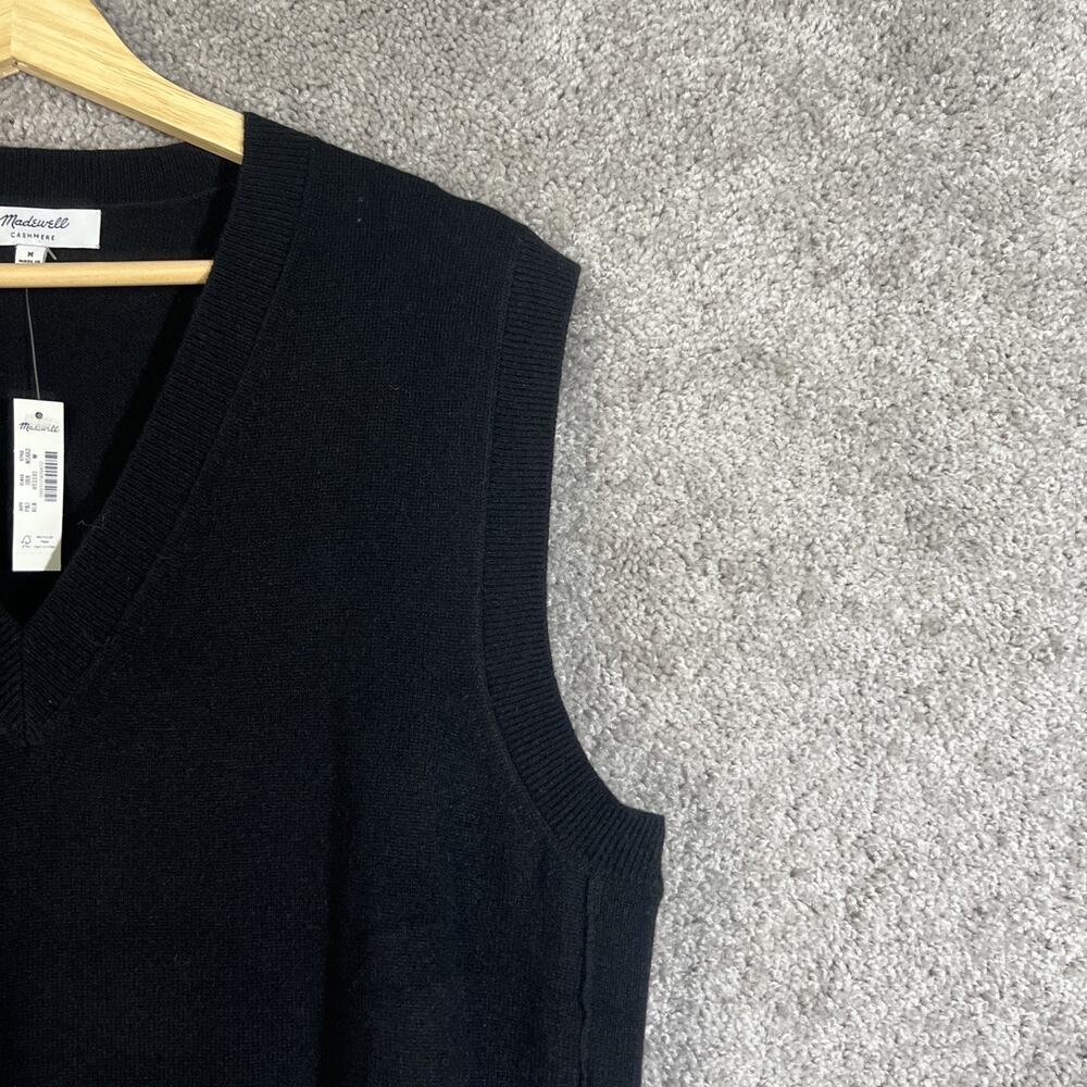 Madewell Stratford Cashmere Sweater Vest Black V-Neck Women’s Medium NWT Soft - Picture 4 of 11